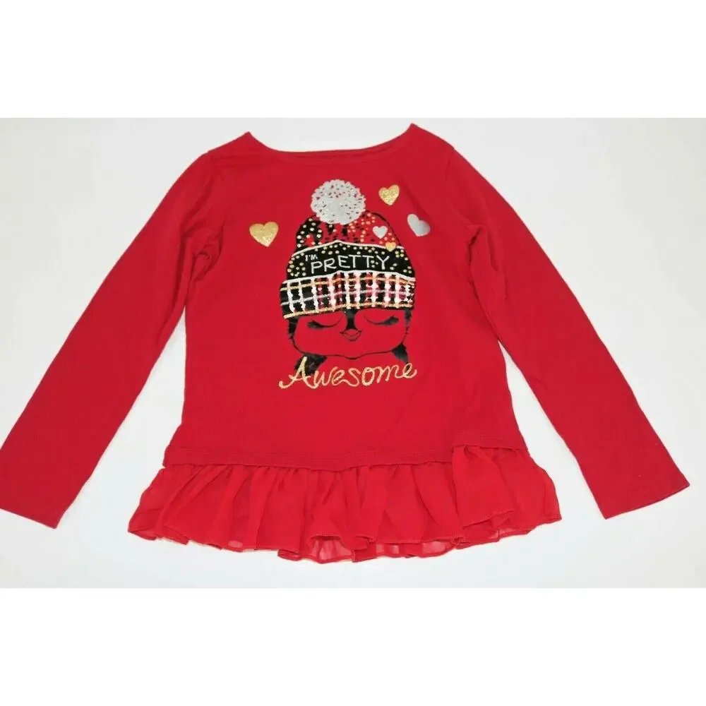 365 Kids Wonder Nation Black Leggings Red Shirt Bundle Outfit Girl’s Size S/6